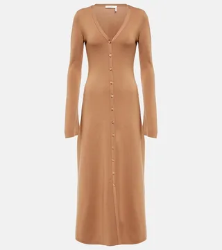 Button-down wool maxi dress