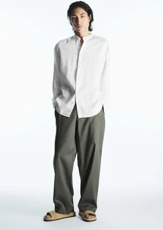 Wide-Leg Twill Trousers