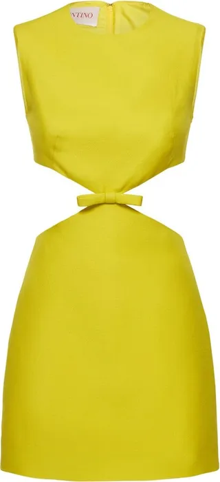 Crepe couture cutout bow mini dress