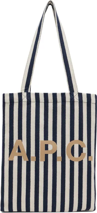 A.P.C. Navy & Off-White Lou Tote