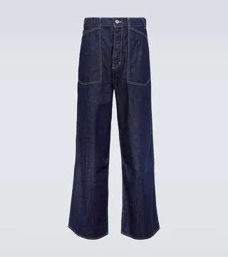 Sailor embroidered wide-leg jeans
