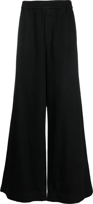 Twill-Weave Wide-Leg Trousers