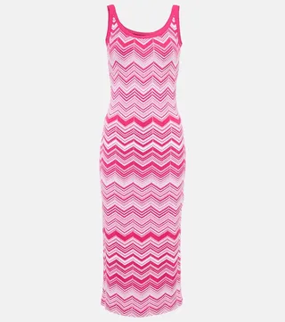 Zig-zag knit midi dress