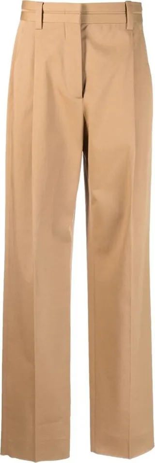 Pleat-Detail Straight-Leg Trousers