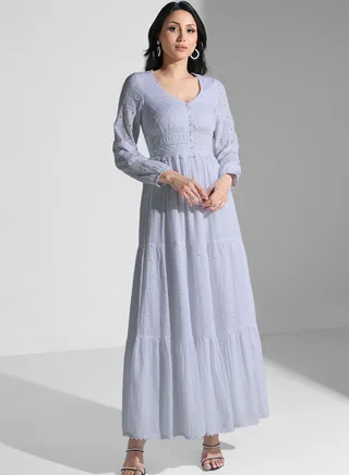 V-Neck Tiered Printed Dress