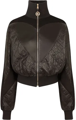 Quilted High-Neck Bomber Jacket