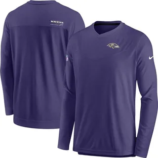 Men's Nike Heathered Purple Baltimore Ravens 2022 Sideline Coach Chevron Lock Up Performance Long Sleeve T-shirt