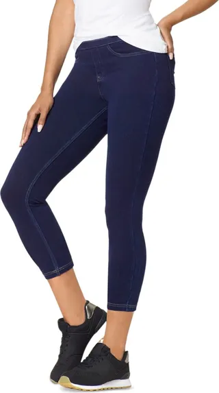 Hue Women's Pull-On Mid-Rise Denim Capri Leggings