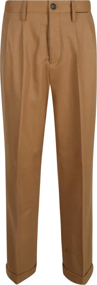 Straight Leg Plain Trousers