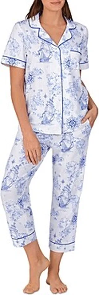 BedHead Pajamas Short Sleeve Cropped Printed Pajama Set