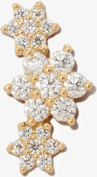 18K Yellow Gold Three Flower Garland Diamond Earring