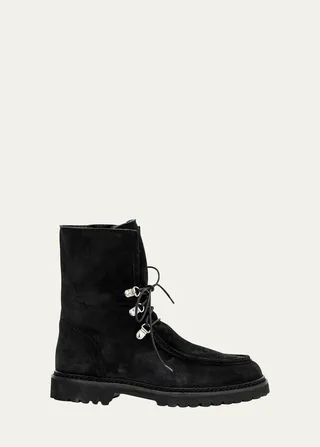 Mita Suede Shearling Lace-Up Booties