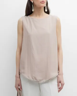 Beaded Sleeveless Silk-Blend Top