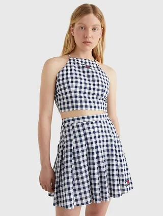 Gingham Open-Back Halter Top
