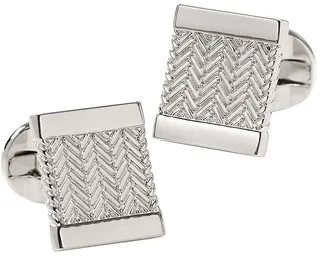 Silvertone Herringbone Cufflinks