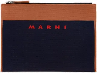 Marni Logo-Embroidered Zip Clutch Bag