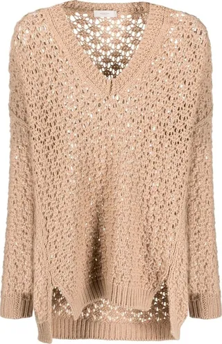V-neck woven jumper