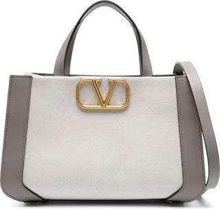 small VLogo Signature canvas tote bag