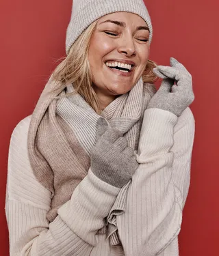 The Coziest Cashmere Blend Gloves - Wolf & White Sand