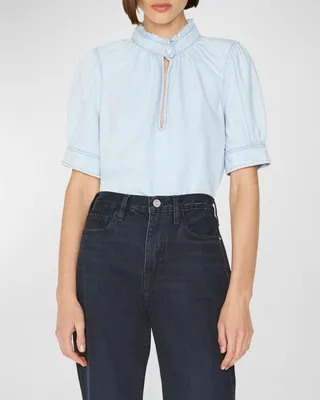 Short Sleeve Ruffle Collar Top