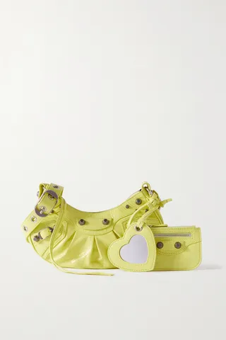 Balenciaga - Cagole Xs Studded Textured-leather Shoulder Bag - Green