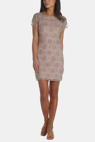 Short Sleeve Beaded Dress