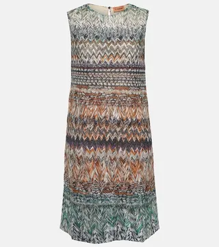 Zig-zag metallic knit minidress