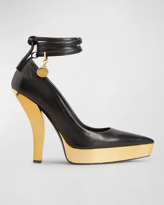 Lux Napa Leather Ankle-Tie Pumps