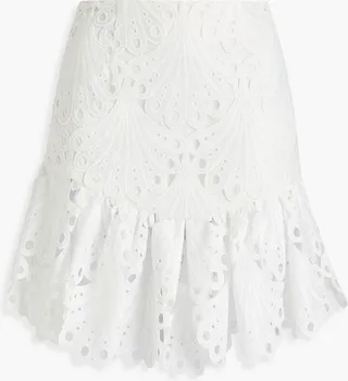 Julie ruffled guipure lace mini skirt