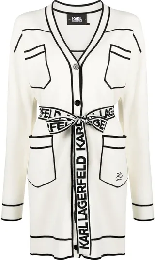 V-neck two-tone cardigan