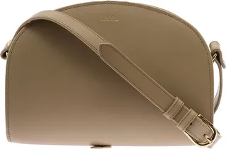 'sac Demi Lune' Beige Crossbody Bag In Leather Woman