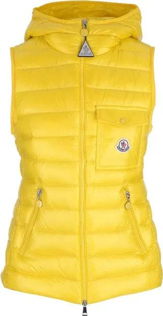 Moncler Logo Patch Zip-Up Hooded Down Gilet