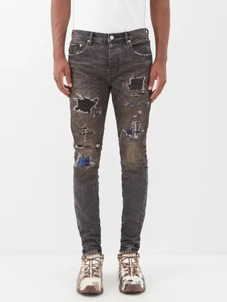 Heavy Repair Bleached Distressed Skinny Jeans