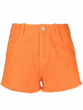 Raw-Edge Denim Shorts
