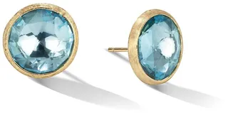 18K Yellow Gold and Blue Topaz Large Stud Earrings
