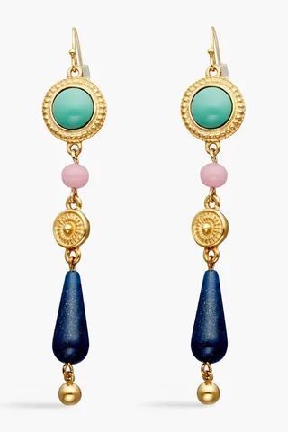 24-Karat Gold-Plated Stone Earrings