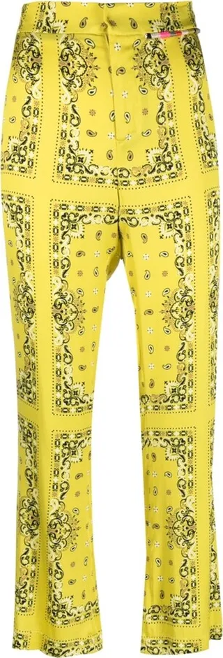 Geometric-Pattern Cropped Trousers