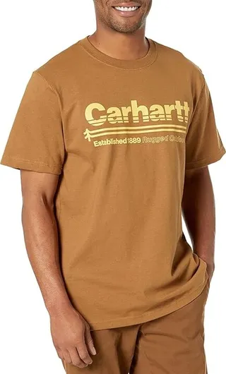 Carhartt Relaxed Fit Heavyweight Short Sleeve Outdoors Graphic T-Shirt (Carhartt Brown) Men's Clothing