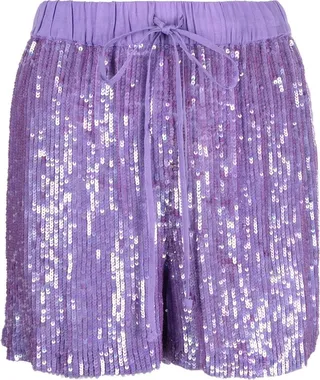 Sequin-Embellished Drawstring Shorts