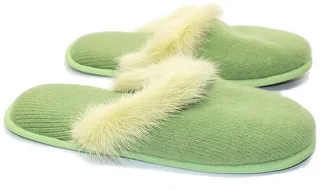 Portolano Ladies Slippers With Mink Fur Tails On Top