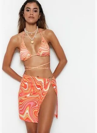 Abstract Patterned Mini Woven Skirt With Accessories TBESS23ET00011