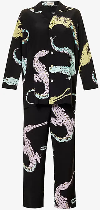 Womens anuk Casablanca Crocodile-pattern ilk Pyjamas