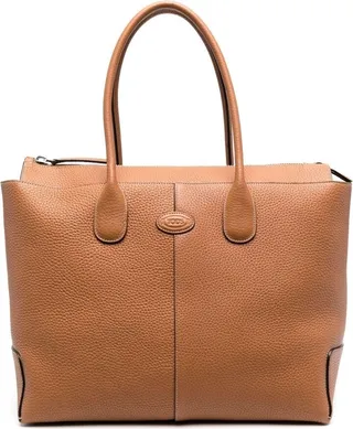 Logo-Patch Leather Tote Bag
