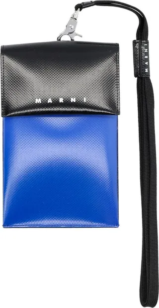 Marni Logo Printed Two Toned Strappy Phone Pouch
