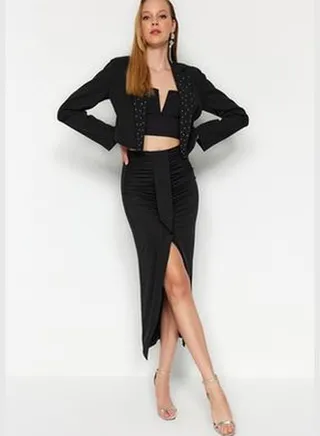 Black Sarong Skirt TPRAW24ET00023