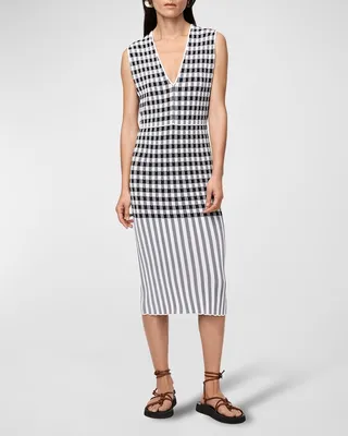 Gingham Knit Midi Dress