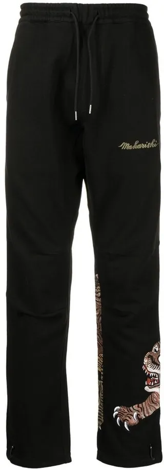 Embroidered Tiger Straight-Leg Trousers