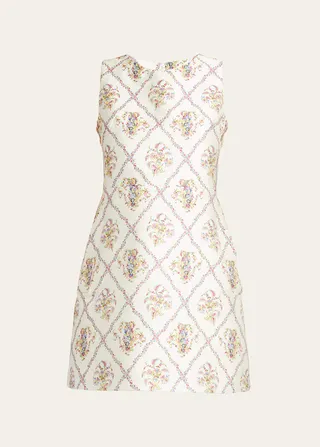 Micor Floral Jacquard Mini Dress