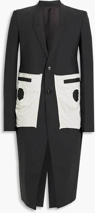 Jersey-paneled woven coat