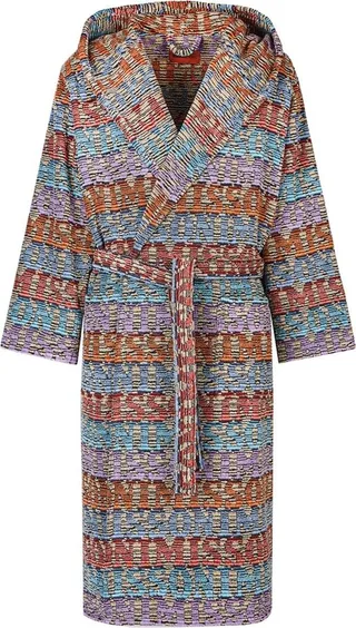 Striped Belted Hooded Bathrobe